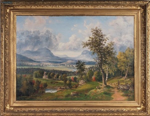 View Of A Valley In The White Mountains, Early Autumn Oil Painting by William H. Titcomb