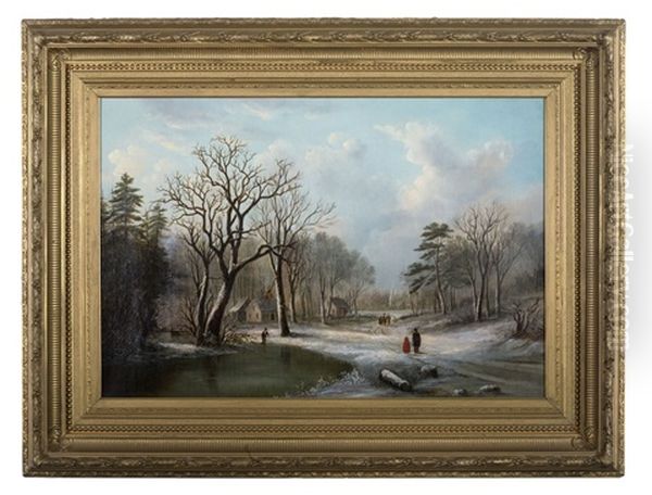 Winter In New England Oil Painting by William H. Titcomb