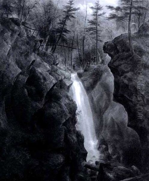 At The Falls Oil Painting by William H. Titcomb