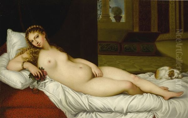 Venus Of Urbino Oil Painting by  Titian