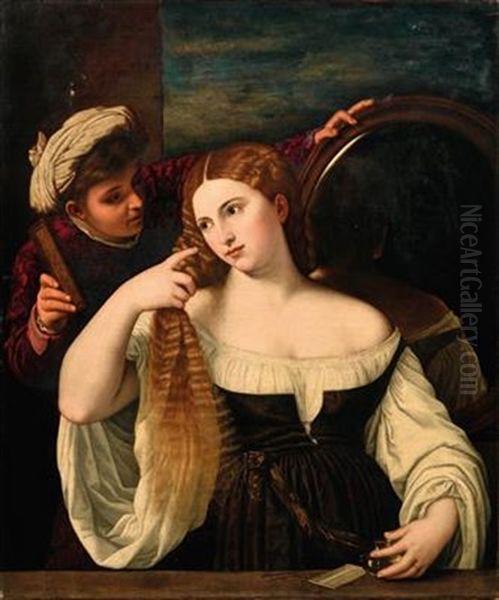 A Woman At Her Toilet Oil Painting by  Titian