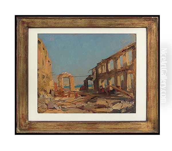 Capriccio Con Rovine Oil Painting by Ettore Tito