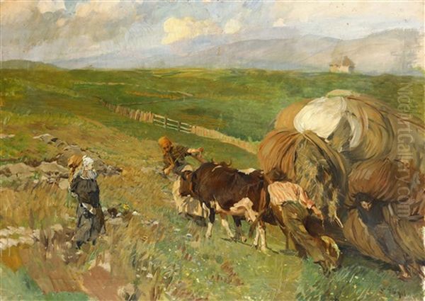 La Raccolta Del Fieno Oil Painting by Ettore Tito