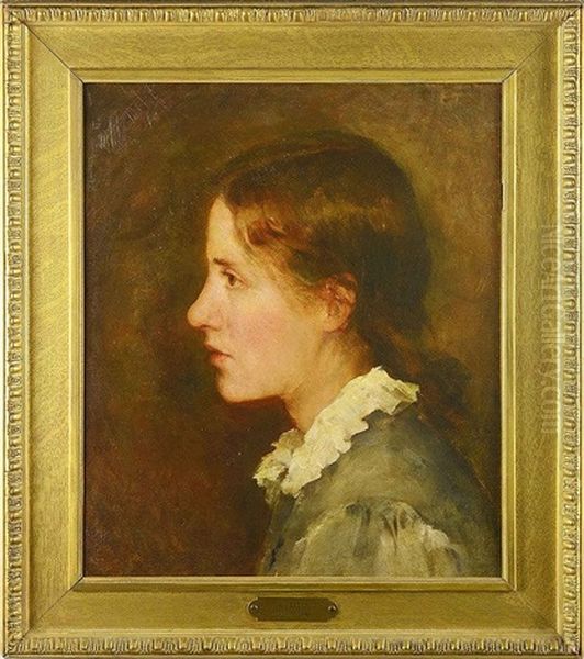 Portrait Of A Young Girl Oil Painting by Ettore Tito