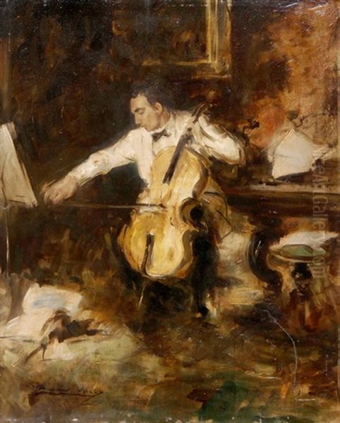 Der Cellospieler Oil Painting by Ettore Tito