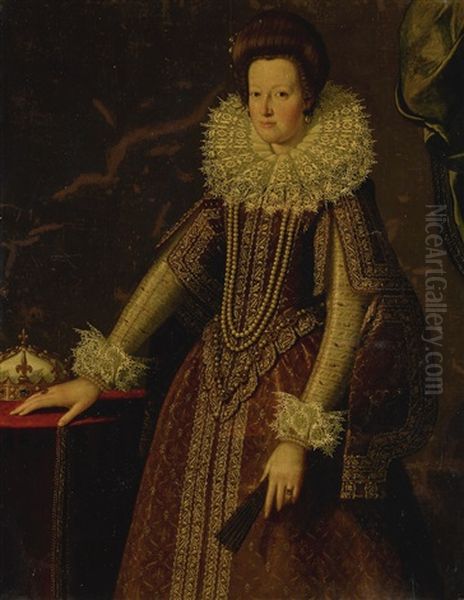 Portrait Of Marie De' Medici Oil Painting by Santi Di Tito