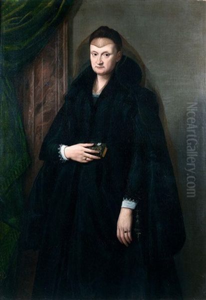 Portrait De Dame En Noir Tenant Un Missel Oil Painting by Santi Di Tito