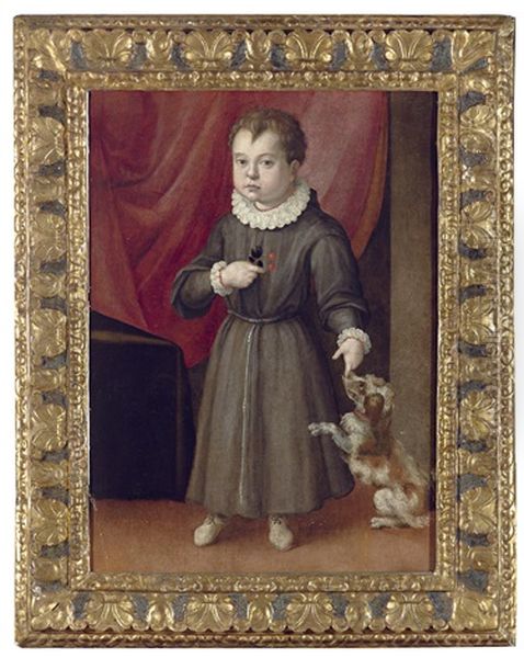 Portrat Eines Kindes Mit Hund by Tiberio (Valerio) di Tito