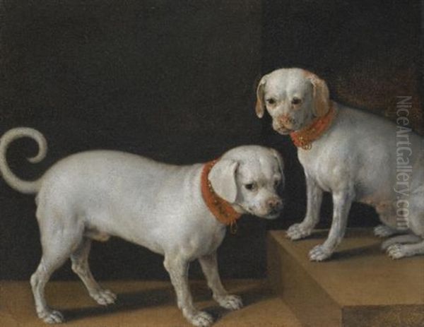 Two Dogs With Red Collars Oil Painting by Tiberio (Valerio) di Tito