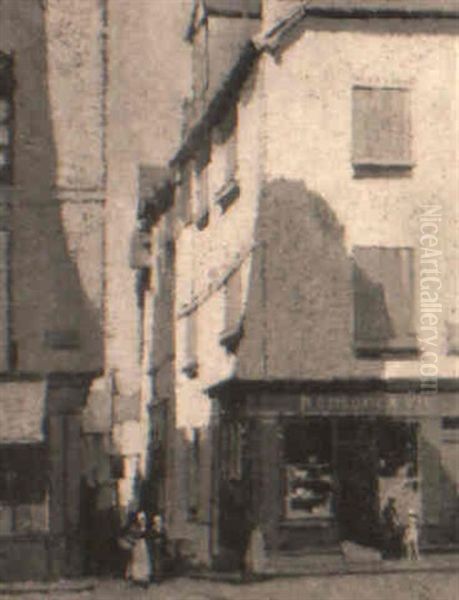 A French Street Corner Oil Painting by Harry Tittensor