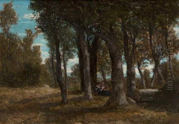 Couple Dans Le Sous-bois Oil Painting by Serafino de Tivoli