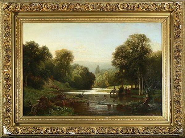 Landscape With Horses Oil Painting by Jacobus Nicolas (Baron) Tjarda van Starkenborg