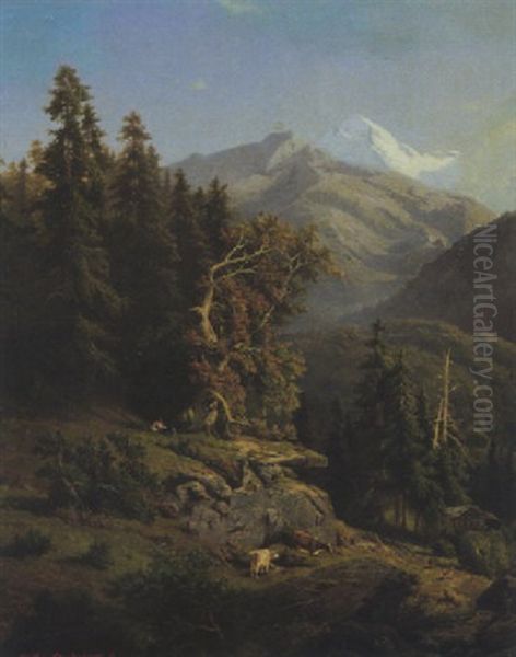 Sommerliche Gebirgslandschaft Oil Painting by Jacobus Nicolas (Baron) Tjarda van Starkenborg