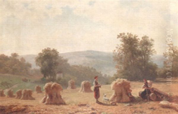 Harvest Scene Oil Painting by Jacobus Nicolas (Baron) Tjarda van Starkenborg