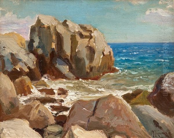 Cliffs By The Sea Oil Painting by Michail Stiepanovitch Tkatchenko