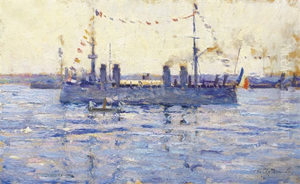 Bateau Bleu Oil Painting by Michail Stiepanovitch Tkatchenko