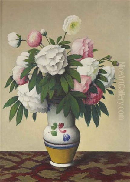 Nature Morte Aux Pivoines Dans Un Vase Oil Painting by  Tobeen