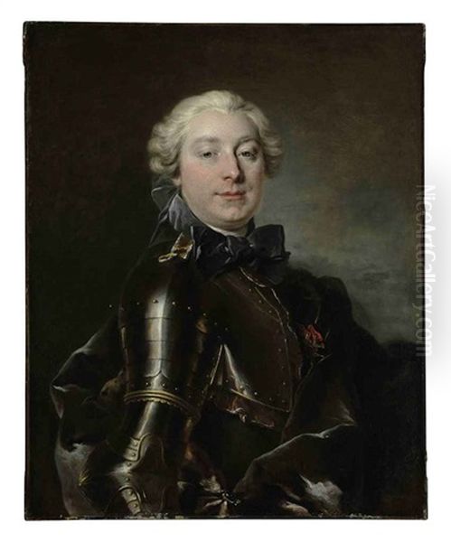 Portrait Of A Gentleman In Armor Oil Painting by Louis Tocque