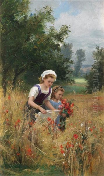 Gathering Poppies Oil Painting by Henry George Todd