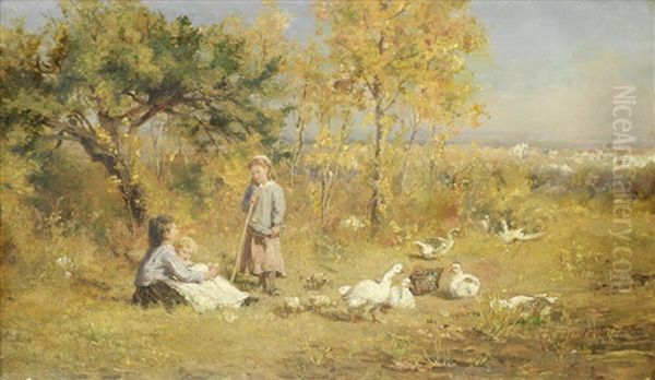 A Gathering In The Field Oil Painting by Henry George Todd