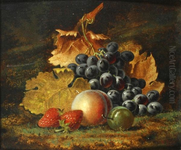 Still Life Of Fruit And Vine Leaves Oil Painting by Henry George Todd