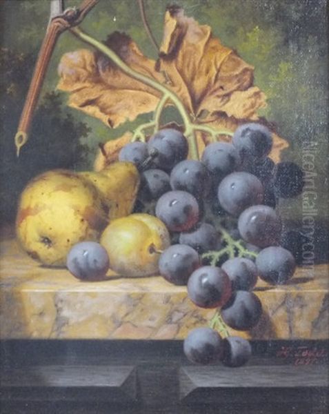 Still Life With Grapes And A Pear by Henry George Todd