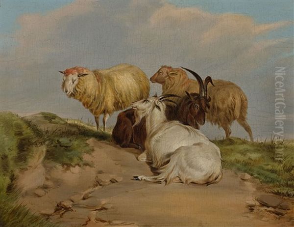 Four Goats Oil Painting by Robert Clow Todd