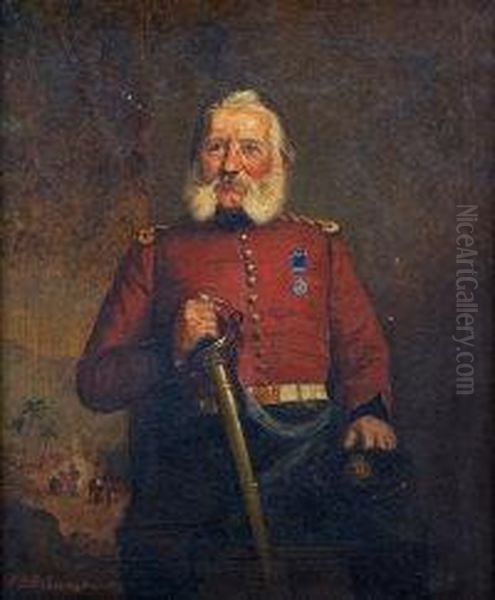 Portrait Of General Nathaniel Hobart Of The Madras Division Of Theindian Medical Service Oil Painting by James Butler Brenan