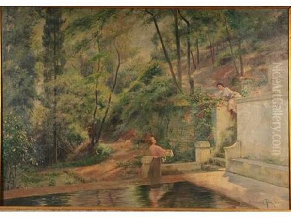 Au Lavoir Oil Painting by Knut Gustaf Waldemar Tode