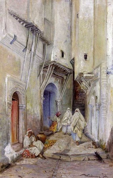 Une Rue Dans La Casbah D'alger Oil Painting by Knut Gustaf Waldemar Tode