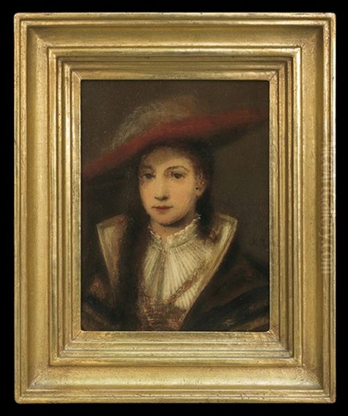 Portrait Of Lady In Hat Oil Painting by Max Todt