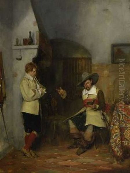 Zwei Landsknechte In Der Stube Oil Painting by Max Todt