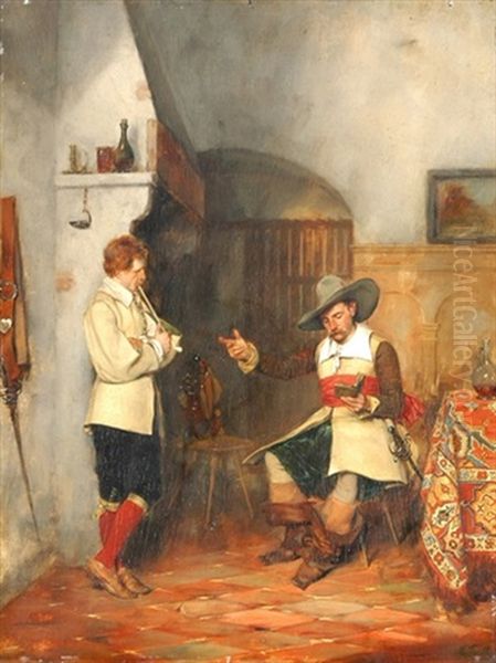 Interieur Mit Zwei Musketieren Oil Painting by Max Todt