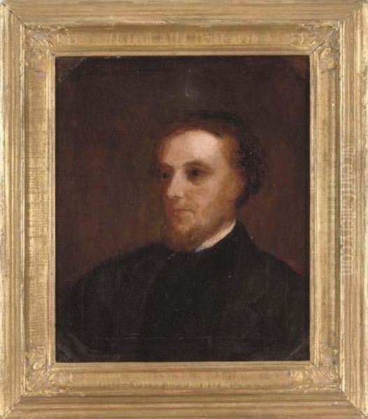 Portrait Of A Pastor, Bust-length, In A Black Coat And Collar Oil Painting by James Butler Brenan