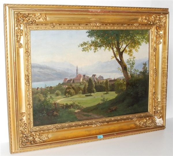 Blick Von Einer Anhohe Auf Thalwil Mit Der Reformierten Kirche Oil Painting by Karl Friedrich Toeche