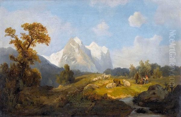 Das Wetterhorn Von Hasliberg Aus Oil Painting by Karl Friedrich Toeche