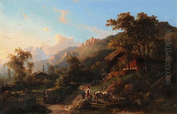 Sommerliche Landschaft Im Berner Oberland Oil Painting by Karl Friedrich Toeche