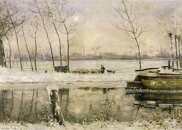 L'hiver De 1895 Oil Painting by Albert Julien Toefaert