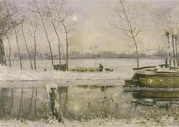 L'hiver De 1895 Oil Painting by Albert Julien Toefaert