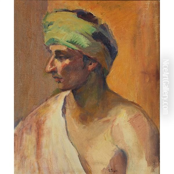 Arab Head Oil Painting by Eduardo Tojetti