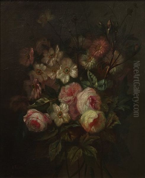 Still Life With Roses Oil Painting by Eduardo Tojetti