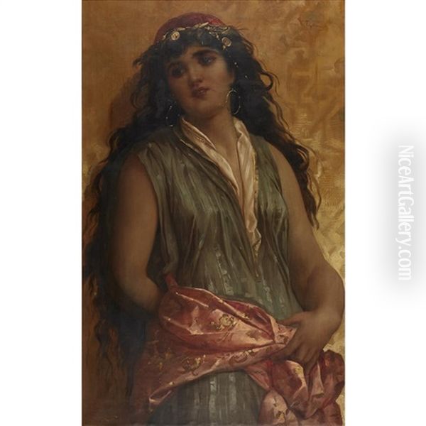 An Exotic Beauty Oil Painting by Virgilio Tojetti