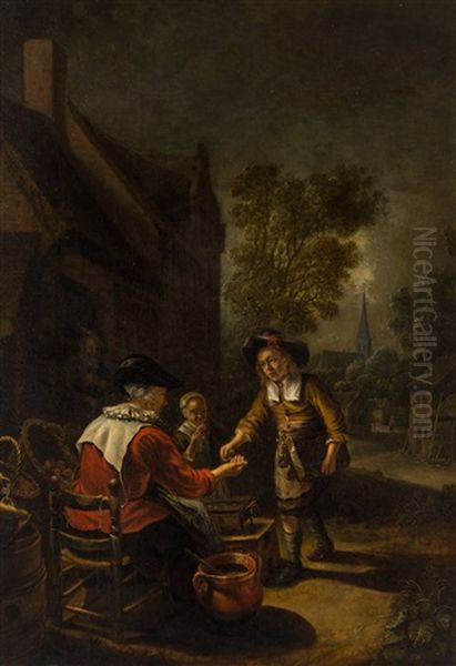 The Food Vendor Oil Painting by Dominicus van Tol