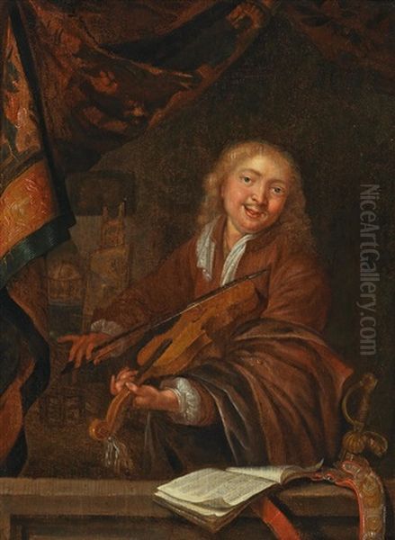 The Violinist Oil Painting by Dominicus van Tol