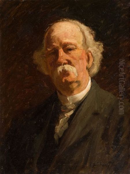 Portrait Of Mark Twain Oil Painting by Stacy Tolman