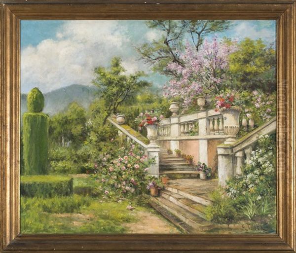 Jardin Oil Painting by Aurelio Tolosa Alsina