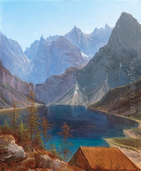 Mountain Lake Oil Painting by Matthias Rudolf Toma