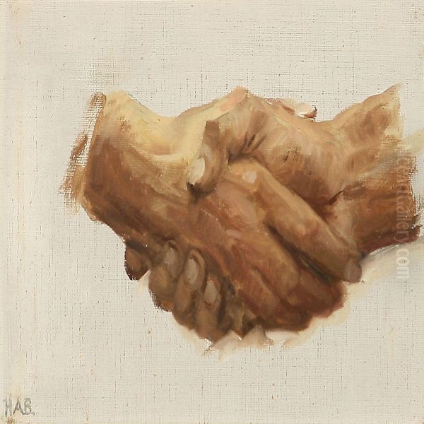 A Handshake Oil Painting by H. A. Brendekilde