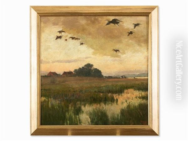 Pastureland Oil Painting by Heinrich Tomec