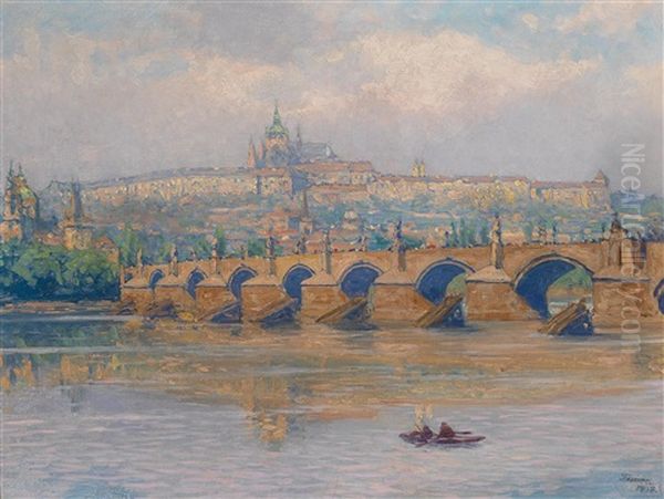 Prague Oil Painting by Heinrich Tomec